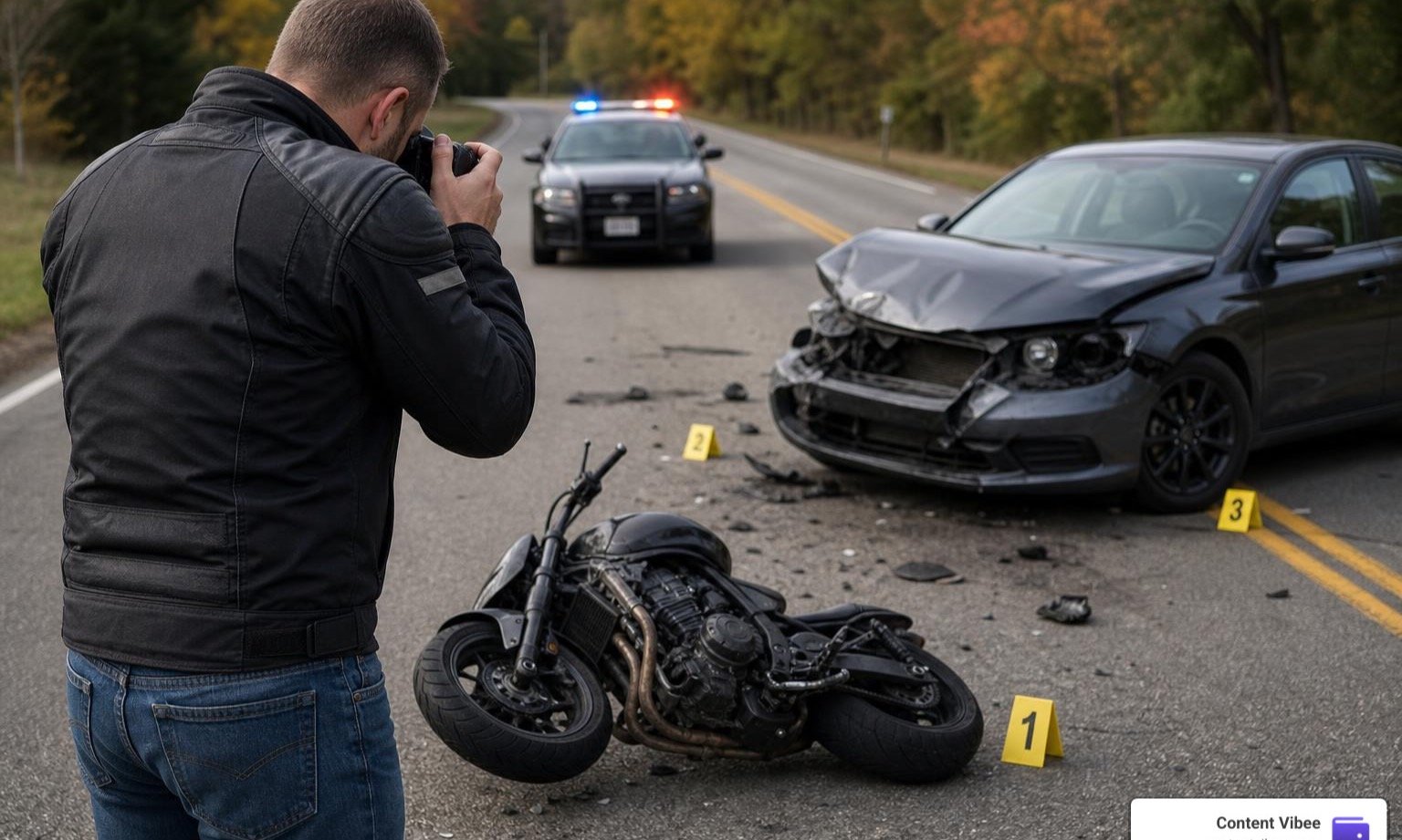 evidence collection at motorcycle crash scene